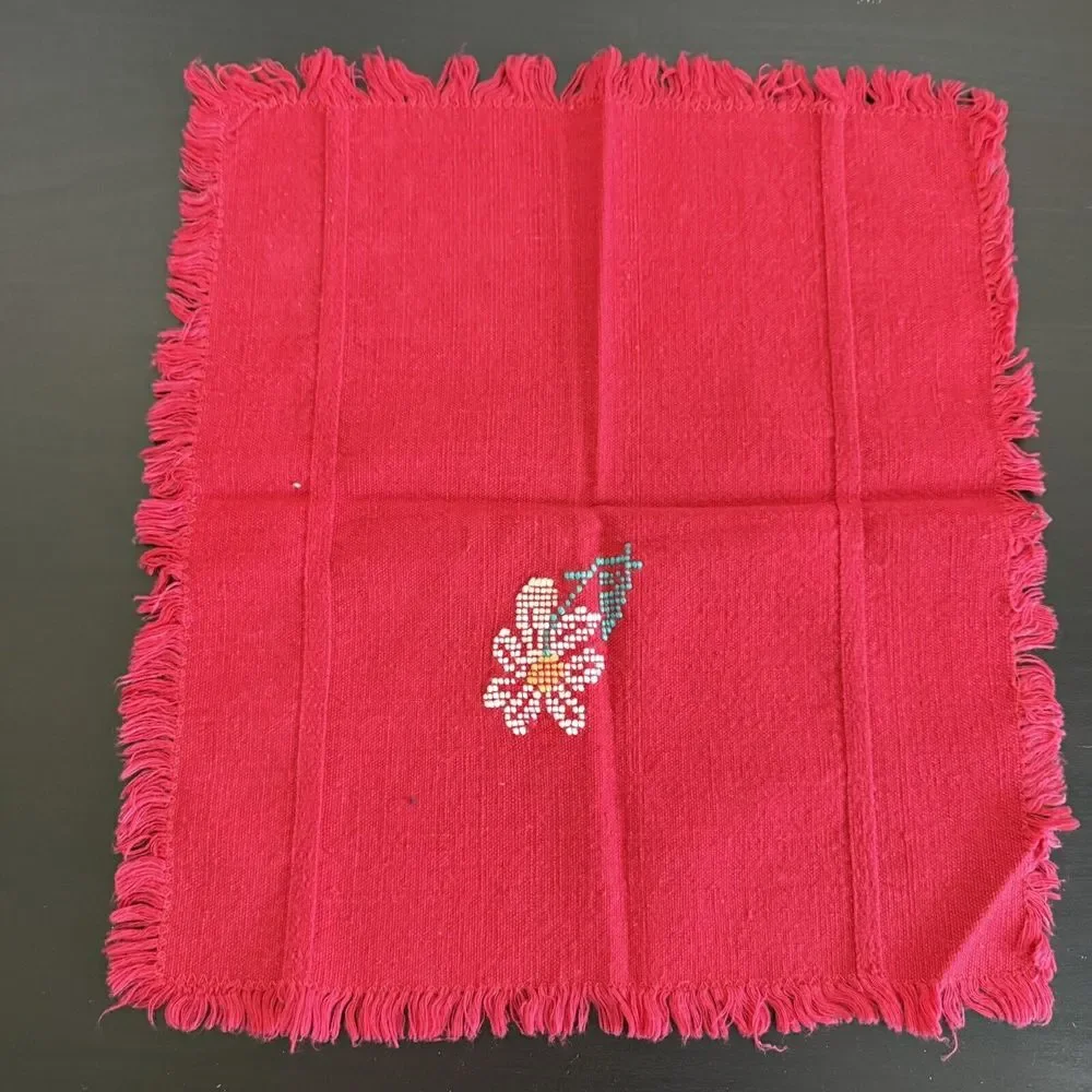 Vintage Cross Stitch Linen Napkins Lot of 13